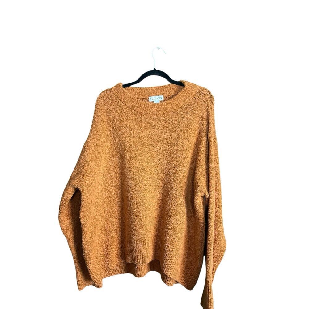 Ava & Viv Women Orange Long Raglan Sleeve Pullover Sweater Size XL - Picture 4 of 7